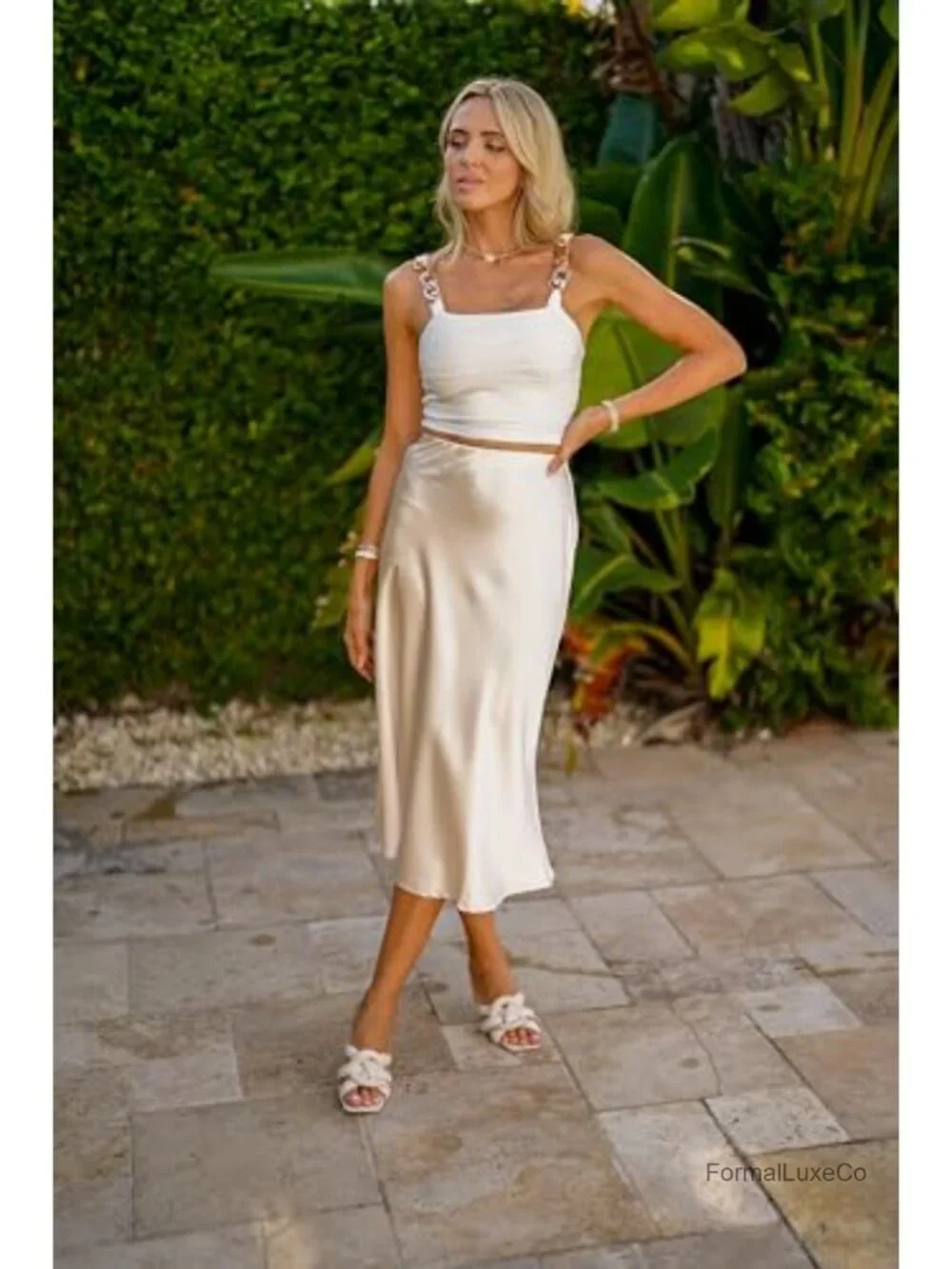 Satin Midi Skirt High Waisted Slim Fit Elegant Work Wear